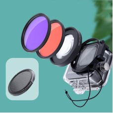 GoPro Hero8 58mm 16X宏观镜头 +红色/紫色潜水镜头滤镜 +潜水外壳防水盒套件带滤光器适配器环和镜头盖