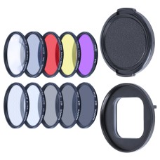 RUIGPRO for GoPro HERO10 Black / HERO9 Black Professional 52mm 52mm 10 in 1 UV+ND2+ND4+ND8+Star 8+ +CPL+Yellow/Red/Purple+10X Close-up Lens Filter with Filter Adapter Ring & Lens Cap