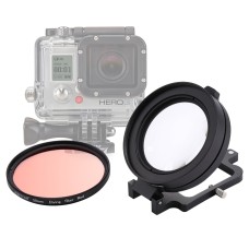 58 mm 16x LENS macro + filtro per lenti per immersioni rosse con copertina di lenti + adattatore ad anello del filtro + stringa + tessuto per la pulizia per GoPro Hero4 /3, SJCAM SJ6, Xiaoyi Sport Camera Deve Housing