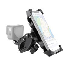 Handlebar Seatpost Pole Mount Bicycle GPS ნავიგაციის ხელნაკეთი ფრჩხილი ტელეფონის სამაგრი GoPro- სთვის, შესაფერისია 4.0-6.5 დიუმიანი მობილური ტელეფონებისთვის (შავი)