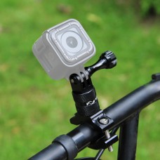 PULUZ 360 Degree Rotation Bike Aluminum Handlebar Adapter Mount with Screw for GoPro Hero11 Black / HERO10 Black /9 Black /8 Black /7 /6 /5 /5 Session /4 Session /4 /3+ /3 /2 /1, DJI Osmo Action and Other Action Cameras(Black)