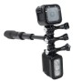 TMC HR385 Kaksoispään liitäntäkamera LED -kiinnitys GoPro Hero11 Black /Hero10 Black /9 Musta /8 Musta /7/6/5 /5 Session /4 -istunto /4/3+ /3/2/1, DJI OSMO -toiminta ja muu Toimintakamerat (musta)