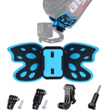 Butterfly Helmet Mount Adapter med 3-vägs Pivot Arm & J-Hook Buckle & Long Screw för GoPro Hero11 Black /Hero10 Black /9 Black /8 Black /7/6/5/5 Session /4 Session /4/3+ /3 /2/1, DJI Osmo Action och andra actionkameror (blå)