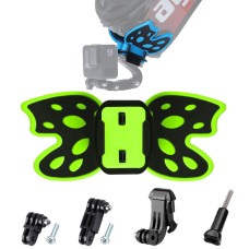 Butterfly Helmet Mount Adapter with 3-Way Pivot Arm & J-Hook Buckle & Long Screw for GoPro Hero11 Black / HERO10 Black /9 Black /8 Black /7 /6 /5 /5 Session /4 Session /4 /3+ /3 /2 /1, DJI Osmo Action and Other Action Cameras (Fluorescent Green)