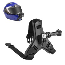 GoPro、DJI OSMOアクション、その他のアクションカメラ用のPuluzモーターサイクルヘルメットチンストラップマウント（黒）