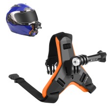 GoPro、DJI OSMOアクション、その他のアクションカメラ（オレンジ）用のプルスモーターサイクルヘルメットチンストラップマウント