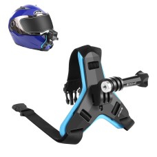 GoPro、DJI OSMOアクション、その他のアクションカメラ用のPuluzモーターサイクルヘルメットチンストラップマウント（青）