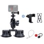 Dual Suction Cup Mount Holder with Tripod Adapter & Screw & Phone Clamp & Anti-lost Silicone Net for for GoPro Hero11 Black / HERO10 Black /9 Black /8 Black /7 /6 /5 /5 Session /4 Session /4 /3+ /3 /2 /1, DJI Osmo Action and Other Action Cameras, Smartpho