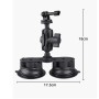 Dual Suction Cup Mount Holder with Tripod Adapter & Steel Tether & Safety Buckle (Black)