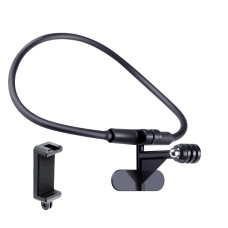Hände kostenlos faul tragbare Nackenkamera -Telefonhalter mit Telefonklemme, verlängerte Version (schwarz)