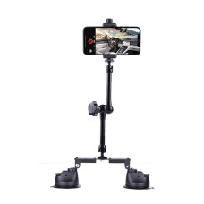 Dual-leg Suction Cup Articulating Friction Magic Arm Phone Clamp Mount (Black)