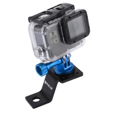 PULUZ Aluminum Alloy Motorcycle Fixed Holder Mount with Tripod Adapter & Screw for GoPro Hero11 Black / HERO10 Black /9 Black /8 Black /7 /6 /5 /5 Session /4 Session /4 /3+ /3 /2 /1, DJI Osmo Action and Other Action Cameras(Blue)