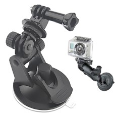 ST-51 Mini Car Action Cup Tripod Adapter + 7cm Diameter Base Mount за GoPro Hero11 Black /Hero10 Черно /9 черно /8 черно /7/6/5/5 сесия /4 сесия /4/3 + /3/2/1 , DJI Osmo Action и други екшън камери (Black)