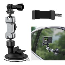 Sunnylife TY-Q9415 Aluminum Alloy Phone Holder Car Suction Cup Bracket Holder for GoPro Hero11 Black / HERO10 Black /9 Black /8 Black /7 /6 /5 /5 Session /4 Session /4 /3+ /3 /2 /1, DJI Osmo Action and Other Action Cameras, Colour: Bracket + Mobile Phone 
