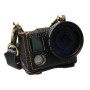 За GoPro Hero4 Litchi Texture Reguine кожен защитен калъф със слинг (черен)