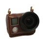 För GoPro Hero4 Litchi Texture äkta läderskyddsfodral med Sling (Brown)