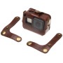 För GoPro Hero7 Black /6/5 Pu Leather Housing Case med nackrem & knappar (brun)