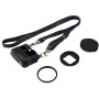 PULUZ for GoPro Hero7 Black /6 /5 Litchi -rakenne aito nahkakotelo asetettu avainreiän ja kaulahihna ja 52 mm UV -objektiivi (musta)