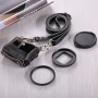 Puluz pro GoPro Hero7 Black /6/5 Litchi Texture pravá kožená pouzdro s nastaveným klíčovým otvorem a popruhem na krk a 52mm UV objektiv (černá)