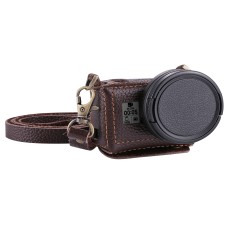 Puluz para GoPro Hero7 Negro /6/5 Litchi Textura Case de carcasa de cuero genuino con set Key Hole & Neck Strap y Lente UV de 52 mm (marrón)