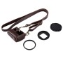 Puluz för GoPro Hero7 Black /6/5 litchi Texture äkta läderhusfodral med inställd nyckelhål & nackband & 52mm UV -lins (brun)