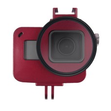 Korpuse kest CNC alumiiniumsulami kaitsepuur koos kindlustusraamiga ja 52 mm UV -objektiiv GoPro Hero7 Black /6/5 jaoks (punane)