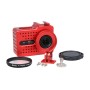 CNC alumínium ötvözet házvédő tok UV szűrővel és lencse védő sapkával a Xiaomi Xiaoyi Yi II 4K Sport Action Camera -hoz (piros)