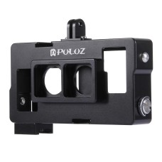 Puluz 2 in 1 Gehäuse Shell CNC Aluminiumlegierung Schutzkäfig mit Linsenrahmen für GoPro Hero4 /3+(schwarz)