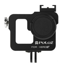 Puluz Housing Shell CNC ალუმინის შენადნობის დამცავი გალიაში 37 მმ ულტრაიისფერი ლინზების ფილტრით და ობიექტივის ქუდით GoPro Hero3+ /3 (შავი)