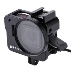 Puluz壳外壳CNC铝合金保护笼，带有52mm UV镜头，用于GoPro Hero（2018） /7黑色 /6/5（黑色）