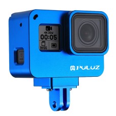 PULUZ Housing Shell CNC Aluminum Alloy Protective Cage with Insurance Frame  for GoPro HERO(2018) /7 Black /6 /5(Blue)