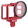 Puluz Housing Shell CNC Aluminum Aluminium Alloy Protective Cage with Insurance Frame＆52mm UV Lens for GoPro Hero7 Black /6/5（RED）