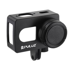 Puluz корпусна черупка CNC Aluminium Alloy Защитна клетка с 37 мм UV обектив за Xiaomi Xiaoyi II 4K екшън камера (черна)