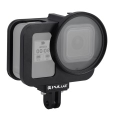 Puluz para GoPro Hero8 Black Housing Shell CNC Aluminio Aley Cage con marco de seguro y lente UV de 52 mm (negro)