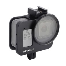 PULUZ Housing Shell CNC Aluminum Alloy Protective Cage with 52mm UV Lens for GoPro HERO8 Black(Black)