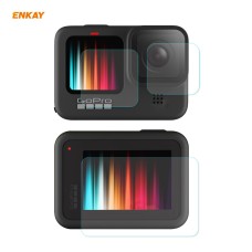 For GoPro HERO9 ENKAY Hat-Prince 3 in 1 0.2mm 9H 2.15D Protective Camera Lens and Screen Tempered Glass Film