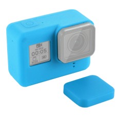Puluz Silicone Protective Case avec couverture de lentilles pour GoPro Hero7 noir / 7 blanc / 7 argent / 6/5 (bleu)