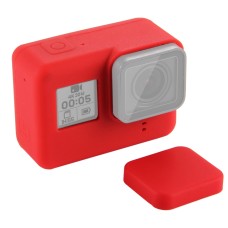 Puluz силиконов защитен калъф с капак на обектива за GoPro Hero7 Black /7 White /7 Silver /6/5 (червено)
