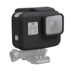 Caso protector de silicona a prueba de choque de Puluz con cubierta de lente para GoPro Hero (2018) /7 Negro /6 /5 con marco (negro)