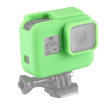 Caso protector de silicona a prueba de choque de Puluz con cubierta de lente para GoPro Hero (2018) /7 Negro /6 /5 con marco (verde)
