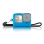 Puluz för GoPro Hero11 Black / Hero10 Black / Hero9 Black Silicone Protective Case Cover med handledsband och linsskydd (blå)