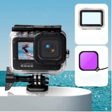 Wodoodporna obudowa + tylna pokrywa dotykowa + kolorowy filtr soczewki dla GoPro Hero10 czarny / bohaterki 9 czarny (fioletowy)