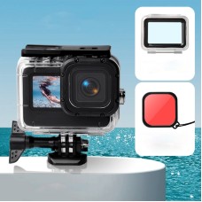 מארז אטום למים + כיסוי גב מגע + מסנן עדשת צבע עבור GoPro Hero10 שחור / Hero9 שחור (אדום)