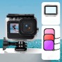Caso impermeable + toque trasero + filtro de lente rosa rojo púrpura para GoPro Hero10 Negro / Hero9 Negro