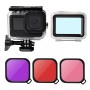 Caso impermeable + toque trasero + filtro de lente rosa rojo púrpura para GoPro Hero10 Negro / Hero9 Negro