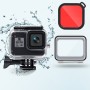 45M წყალგაუმტარი კორპუსი + შეხება უკანა საფარი + ფერის ლინზების ფილტრი GoPro Hero8 Black (წითელი)