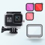 Case impermeable de 45m + toque trasero + filtro de lente rosa rojo púrpura para GoPro Hero8 Negro