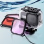 Für GoPro Hero8 Black 45 m Water of Water of Protective Hülle mit Schnalle Basic Mount & Screw & (Purpur, Rot, Pink) Filter und schwimmendem Bobber Grip & Gurt & Anti-Fog-Einsätzen (transparent)