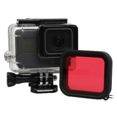 Für GoPro Hero5 30 m wasserdichte PC & ABS-Gehäuse Schutzhülle + Kameraobjektiv Red Quadrate Filter mit Schnalle Basic Mount & Long Screw & Anti-Lost Handriemen