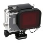 För GoPro Hero5 30m vattentät PC & ABS Housing Protective Case + Camera Lens Red Quadrate Filter med Buckle Basic Mount & Long Screw & Anti-Lost Hand Strap